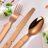A  HOUSEWARE Camping Silverware Copper/Rose Gold Flatware Stainless Steel Eating Utensils Set Travel Portable Knife Fork Spoon Bottle Opener 4 Pieces Multi-functional Durable view 4