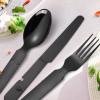 A  HOUSEWARE Portable Silverware Black Flatware Camping Cutlery Stainless Steel Spoon Fork Knife and Bottle Opener 4 Pieces Utensil Outdoor Travel Foldable Easy to Clean view 4