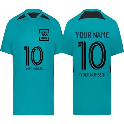 Custom Soccer Jersey with Name Number Team Logo Personalized Soccer Shirts for Youth Teal X-Large