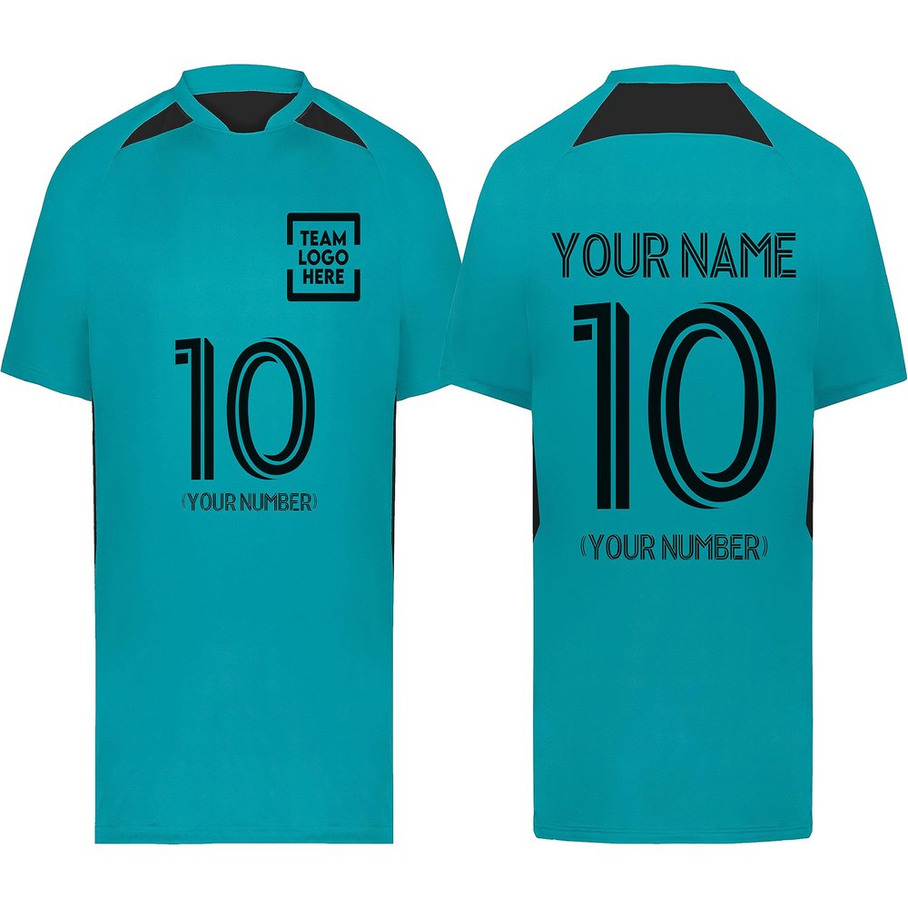 Custom Soccer Jersey with Name Number Team Logo Personalized Soccer Shirts for Youth Teal X-Large