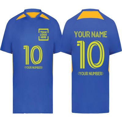 Custom Soccer Jersey with Name Number Team Logo Personalized Soccer Shirts for Youth Royal Gold Medium