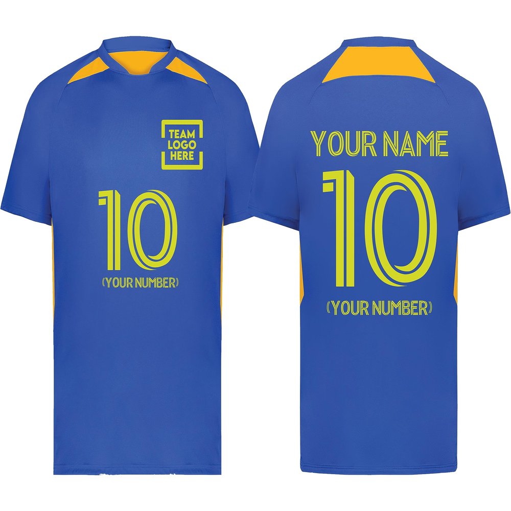 Custom Soccer Jersey with Name Number Team Logo Personalized Soccer Shirts for Youth Royal Gold Medium
