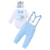IMEKIS Winter Onederland 1st Birthday Boy Outfit: Cake Smash Suspenders Pants Long Sleeve Bowtie Romper Snowflake One Year Crown Hat Toddler Christmas 1st Birthday Photoshoot Party Blue 1T view 1