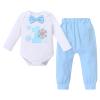 IMEKIS Winter Onederland 1st Birthday Boy Outfit: Cake Smash Suspenders Pants Long Sleeve Bowtie Romper Snowflake One Year Crown Hat Toddler Christmas 1st Birthday Photoshoot Party Blue 1T view 2