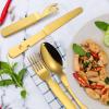 A  HOUSEWARE Picnic Silverware Gold Camping Cutlery Fork Knife Spoon Bottle Opener 4 Pieces Flatware Utensil Kit Foldable for Outdoor Kitchen Daily Use Easy To Clean view 3