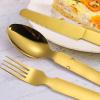 A  HOUSEWARE Picnic Silverware Gold Camping Cutlery Fork Knife Spoon Bottle Opener 4 Pieces Flatware Utensil Kit Foldable for Outdoor Kitchen Daily Use Easy To Clean view 4