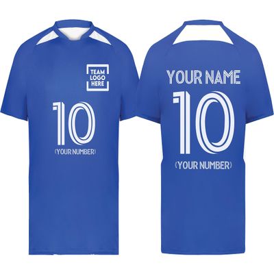 Custom Soccer Jersey with Name Number Team Logo Personalized Soccer Shirts for Youth Royal White Large