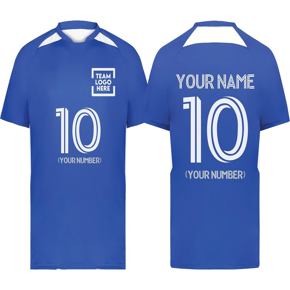 Custom Soccer Jersey with Name Number Team Logo Personalized Soccer Shirts for Youth Royal White Large