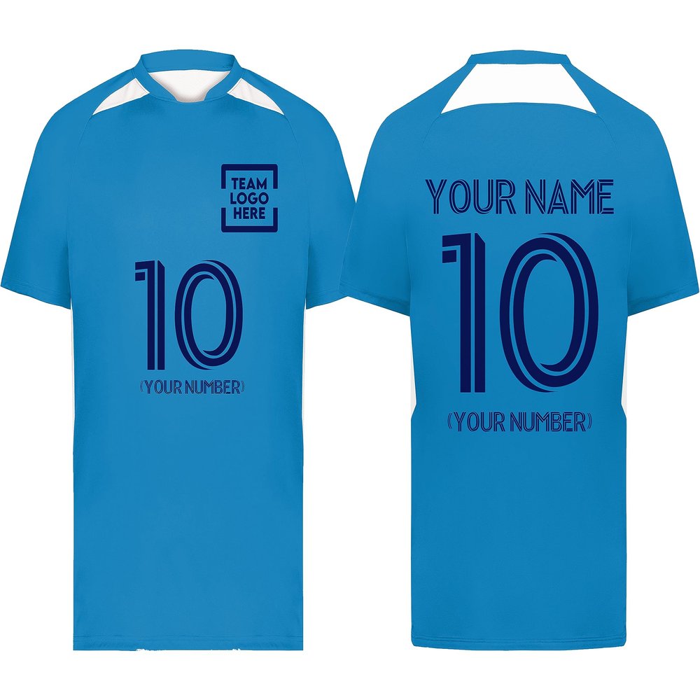 Custom Soccer Jersey with Name Number Team Logo Personalized Soccer Shirts for Youth Blue X-Large