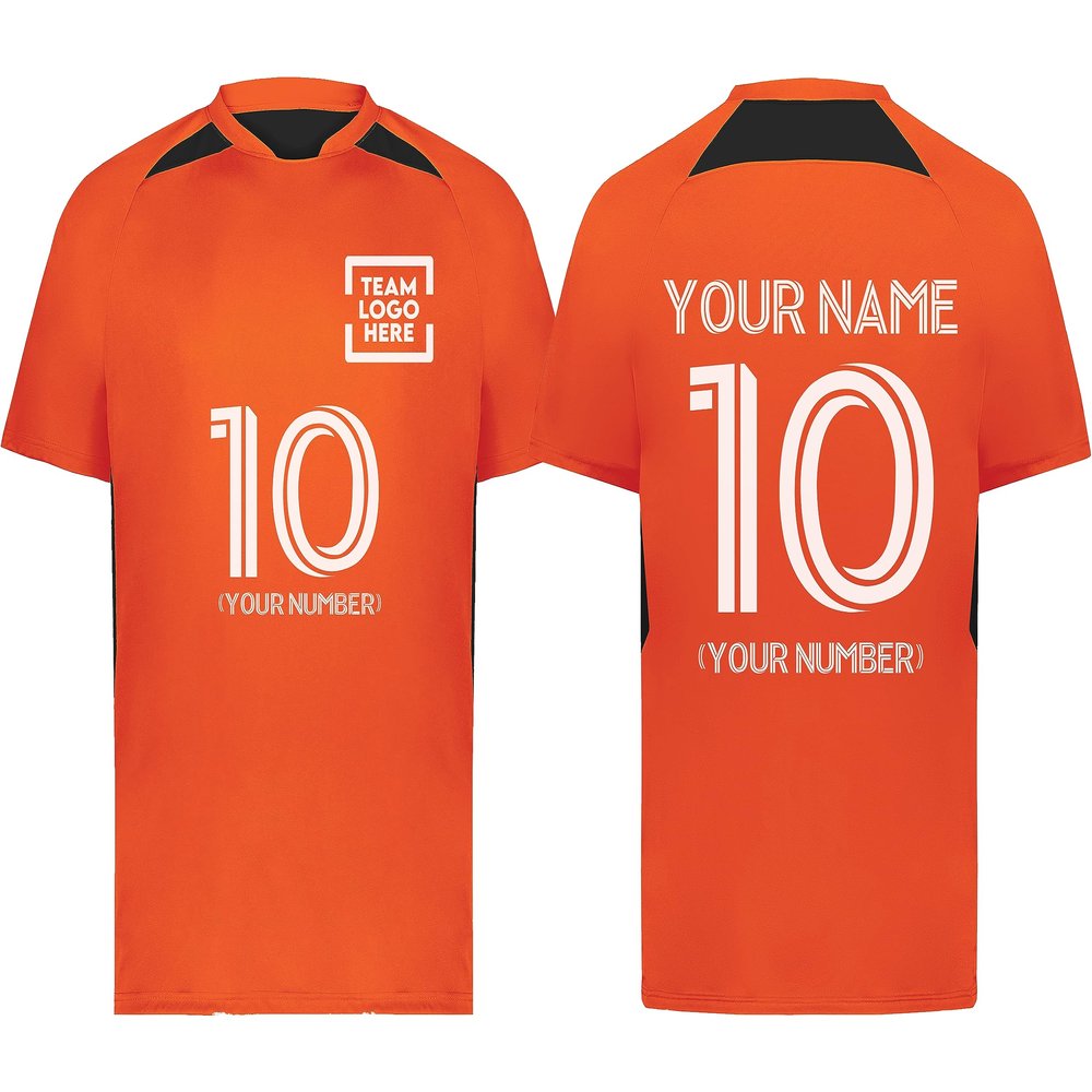 Custom Soccer Jersey with Name Number Team Logo Personalized Soccer Shirts for Youth Orange Black Small