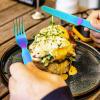 A  HOUSEWARE Camping Flatware Colorful Fork Spoon Knife Bottle Opener Silverware Outdoor Portable Cutlery Tactical Utensil Set 4 Pieces Foldable Durable Reusable Easy to Clean view 3