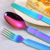 A  HOUSEWARE Camping Flatware Colorful Fork Spoon Knife Bottle Opener Silverware Outdoor Portable Cutlery Tactical Utensil Set 4 Pieces Foldable Durable Reusable Easy to Clean view 4