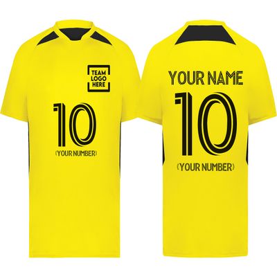 Custom Soccer Jersey with Name Number Team Logo Personalized Soccer Shirts for Youth Yellow X-Large