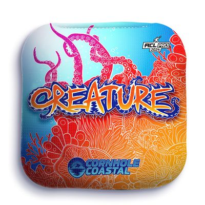 Cornhole Coastal Set of 4 Regulation Professional Corn Hole Bags for Cornhole Toss Games - for All Skill Levels (Creature, Tropical Reef)