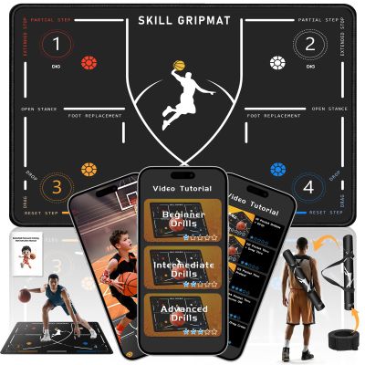 Portable Basketball Footwork Training Mat, Agility Footstep Training Mat, Basketball Pads for Training All Levels, Non-Slip Silent Equipment for All Ages to Improve Speed, Strength and Coordination