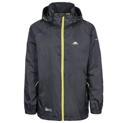 Trespass Waterproof Jacket Men Women Packaway Rain Coat With Hood, Light Rain Jacket Windbreaker, Raincoat In A Bag, Rain Coats For Men, Rain Coats for Women Qikpac X
