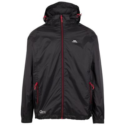 Trespass Waterproof Jacket Men Women Packaway Rain Coat With Hood, Light Rain Jacket Windbreaker, Raincoat In A Bag, Rain Coats For Men, Rain Coats for Women Qikpac X