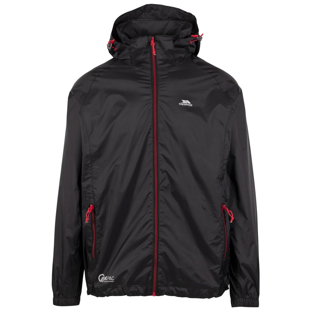 Trespass Waterproof Jacket Men Women Packaway Rain Coat With Hood, Light Rain Jacket Windbreaker, Raincoat In A Bag, Rain Coats For Men, Rain Coats for Women Qikpac X