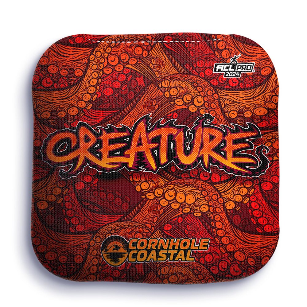 Cornhole Coastal Set of 4 Regulation Professional Corn Hole Bags for Cornhole Toss Games - for All Skill Levels (Creature, Orange Octopus)