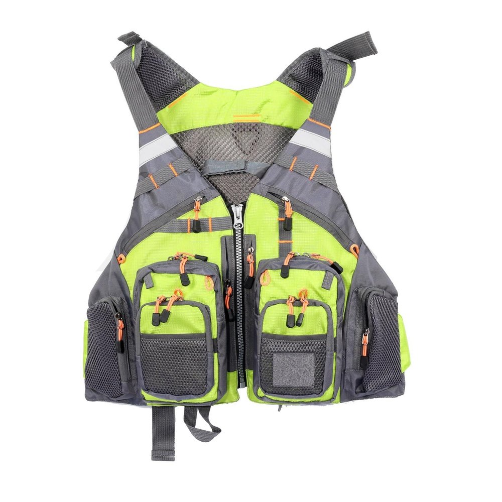 Multifunctional Kayak Life Jackets for Adults - Fishing, Multi Pocket Portable Detachable Clothing with Floating Material Breathable Life-Saving Rock Fishing (Green)