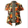 MixMatchy Women's Casual Floral Pattern Lightweight Front Open Front Short Sleeve Cardigan Flower Black/Rust L view 1
