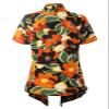 MixMatchy Women's Casual Floral Pattern Lightweight Front Open Front Short Sleeve Cardigan Flower Black/Rust L view 3
