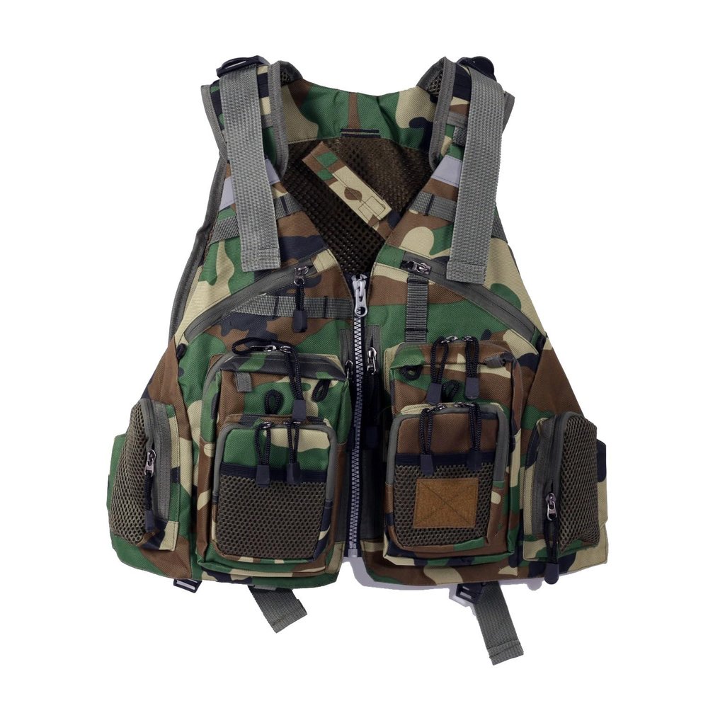 YANCHENLI Multifunctional Kayak Life Jackets for Adults - Fishing, Multi Pocket portable detachable clothing with floating material Breathable life-saving rock fishing (Camouflage green)