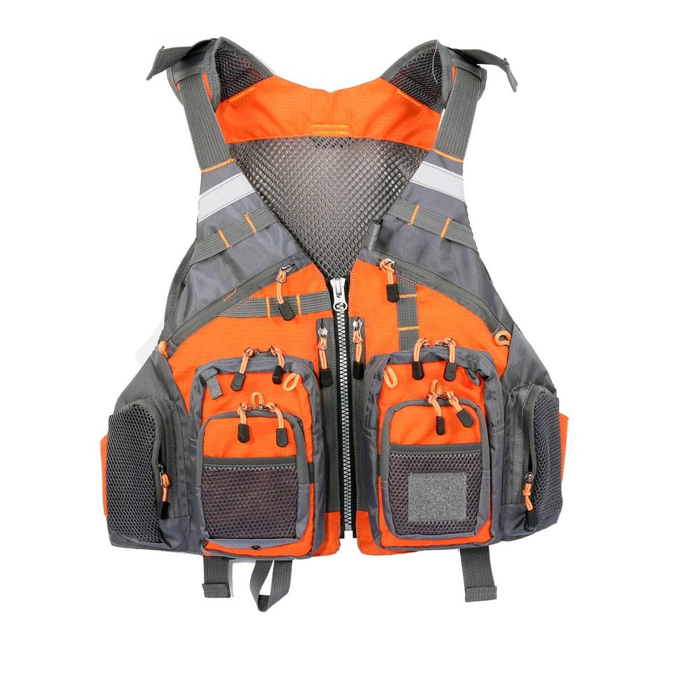 Multifunctional Kayak Life Jackets for Adults - Fishing, Multi Pocket Portable Detachable Clothing with Floating Material Breathable Life-Saving Rock Fishing (Orange)