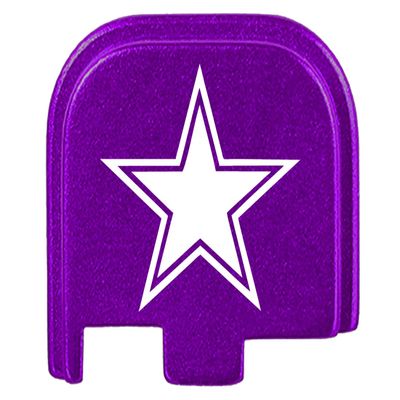 NDZ Performance Rear Slide Cover Plate Compatible with Glock 43 43X 48, Laser Engraved Images in Purple Aluminum, Made in USA - Dallas Star