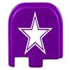NDZ Performance Rear Slide Cover Plate Compatible with Glock 43 43X 48, Laser Engraved Images in Purple Aluminum, Made in USA - Dallas Star view 1