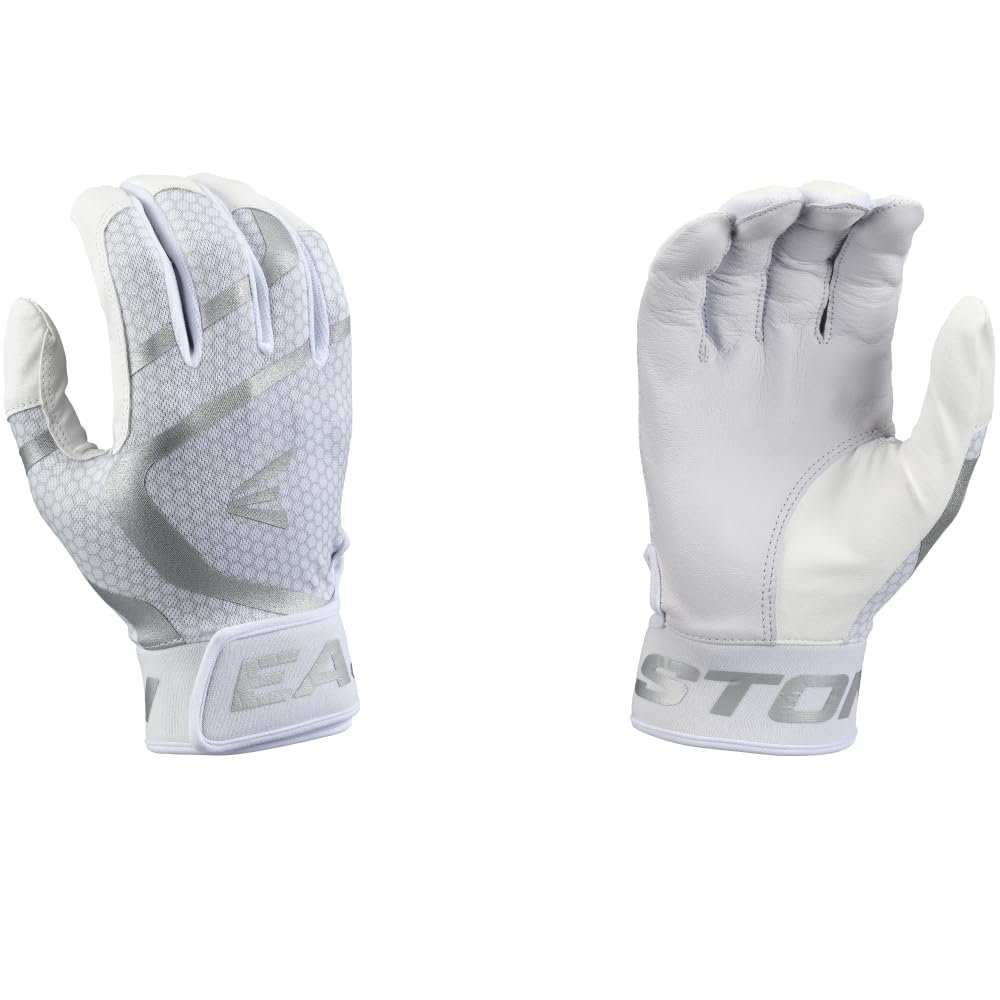 Easton | MAV GT Baseball Batting Gloves | White/White | Adult X-Large