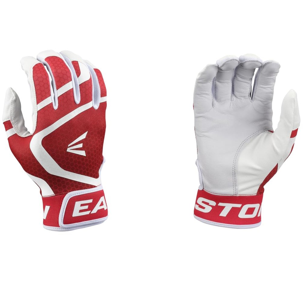 Easton | MAV GT Baseball Batting Gloves | White/Red | Youth Small