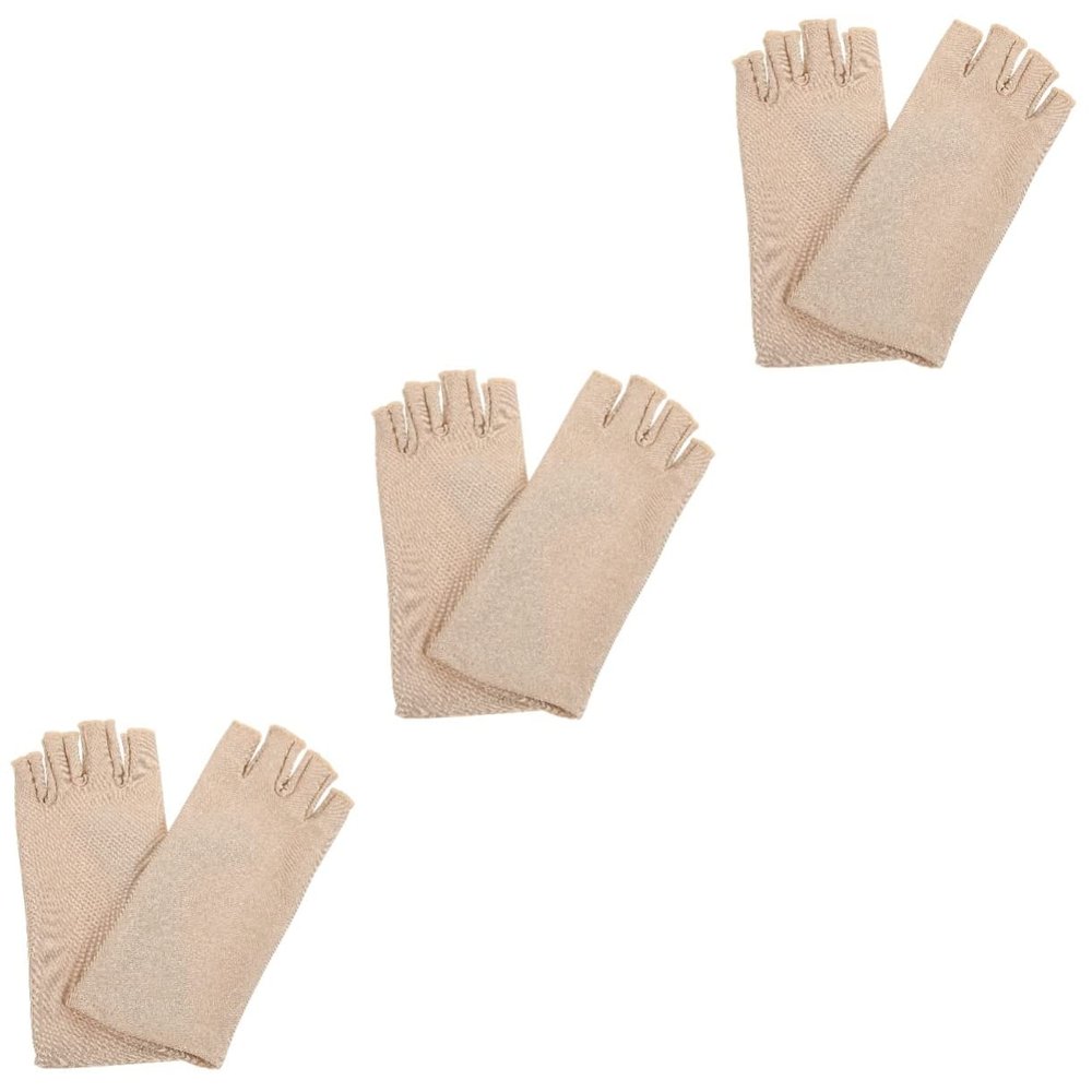 BESPORTBLE 3 Pairs Women's Thin Gloves Blocking Gloves Sunblock Fingerless Sun for Women Riding Half Finger Sun Protective Cloth Gel Fitness