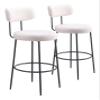 Zuo Blanca Barstool (Set of 2) Ivory, White Barstool, Modern Style, Shearling Style Fabric, Shearling Style Fabric, Plywood, Indoor Bar, 18.5" W x 21.3" D x 40.9" H view 1