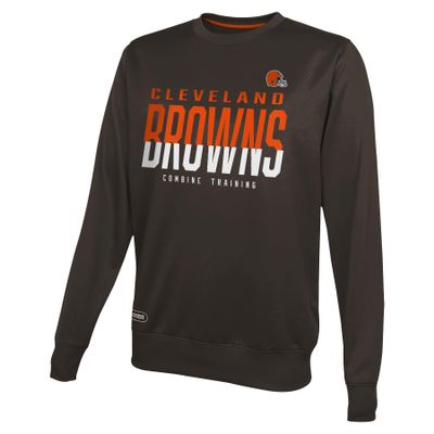 Outerstuff NFL Men's Pro Style Performance Fleece Crew Neck Pullover Long Sleeve Sweatshirt, Cleveland Browns, Medium