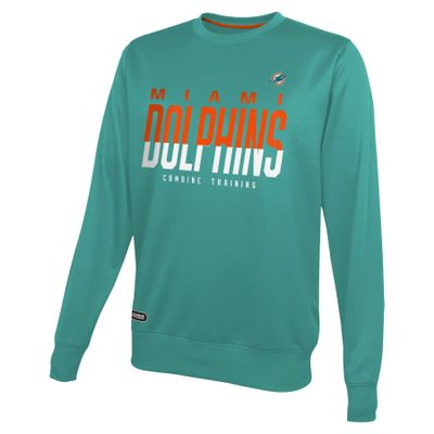 Outerstuff NFL Men's Pro Style Performance Fleece Crew Neck Pullover Long Sleeve Sweatshirt, Miami Dolphins, Medium