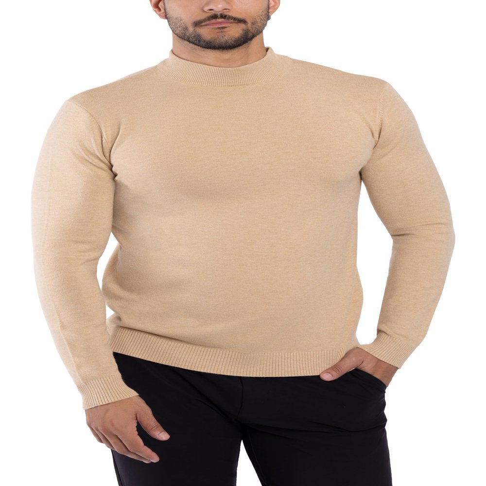 X RAY Mens Mock Neck Sweater, Soft Slim Fit Pullover Top, Basic Mock Neck Sweater for Men (Big & Tall), Oatmeal, 5X-Large