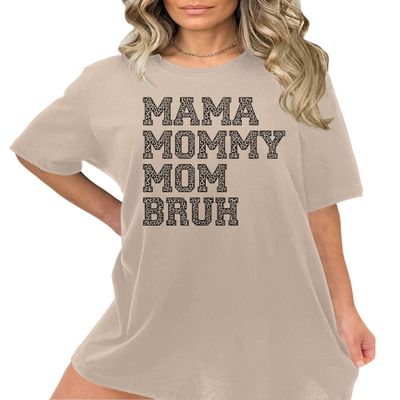 Mama Mommy Mom Bruh Shirts Funny Graphic Tees Cute Letter Print Momma Tshirts Short Sleeve Tops