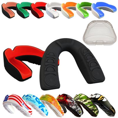 COOLLO SPORTS Boil and Bite Mouth Guard (Youth & Adult) DA Custom Fit Sport Mouthpiece for Football, Hockey, Rugby, Lacrosse,Boxing,MMA(Free Case Included!) (Red & Black, Adult -Ages 11 & Above)