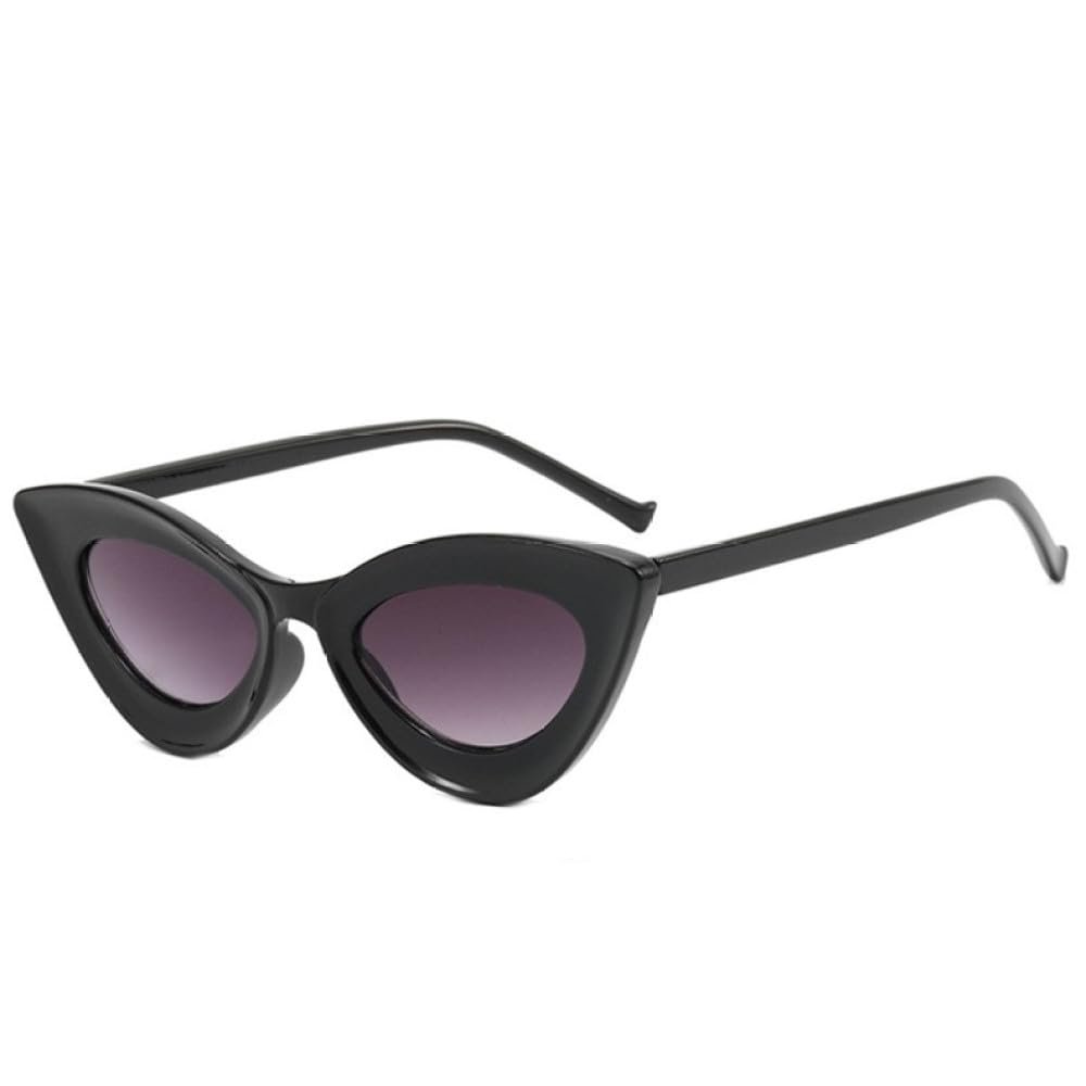 XLUMIO Small Frame Sunglasses Men Women Vintage Cat Eye Sun Glasses Concave Black Cateye Eyewear Shades UV400,black gradient gray,one size
