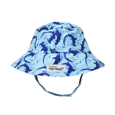 Flap Happy Boys' UPF 50+ Bucket Hat, Swirly Sharks
