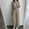 Women Suits Set Cropped Blazer Jackets High Waisted Wide Leg Pants Casual Work Office Business Lady Two Piece Outfits Khaki view 2