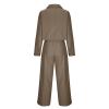 Women Suits Set Cropped Blazer Jackets High Waisted Wide Leg Pants Casual Work Office Business Lady Two Piece Outfits Khaki view 3