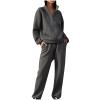 Women 2 Piece Outfit Hoodies Oversized Sweatshirt Fall Jacket Wide Leg Jogger Pants Fashion Sweatsuit Y2k Lounge Set view 1