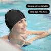 2 pcs Black Cloth Swim Caps for Women, Fabric Durable Non-Waterproof Elastic Swimming Pool Cap Bathing Cap for Long Hair view 3