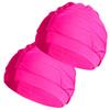 2 pcs Rose Red Cloth Swim Caps for Women, Fabric Durable Non-Waterproof Elastic Swimming Pool Cap Bathing Cap for Long Hair view 2