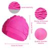 2 pcs Rose Red Cloth Swim Caps for Women, Fabric Durable Non-Waterproof Elastic Swimming Pool Cap Bathing Cap for Long Hair view 3