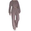 Women's 2 Piece Outfit Sweater Set Long Sleeve Knit Pullover Sweatshirt Wide Leg Pants Jogger Sweatsuit Fall Lounge Set Coffee view 1