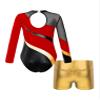 Agoky Girls 2Pcs Sparkle Ballet Dance Outfits Mesh Splice Gymnastic Leotard Unitard Biketard with Booty Shorts Set Tracksuit Red&Gold B 6 Years view 2