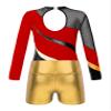 Agoky Girls 2Pcs Sparkle Ballet Dance Outfits Mesh Splice Gymnastic Leotard Unitard Biketard with Booty Shorts Set Tracksuit Red&Gold B 6 Years view 4